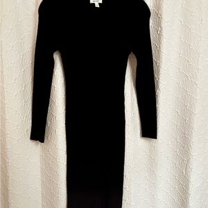 Nine West Classic Black Ribbed Knit Long Sleeve Dress